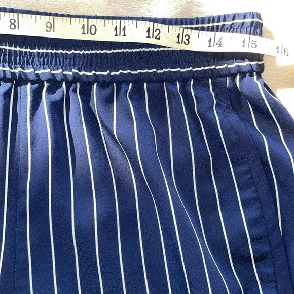 J Crew Tulip Ankle Navy White Stripe Contrast Seam Cropped Pants Elastic Waist - Picture 9 of 13